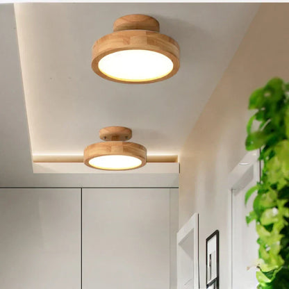 NordicGlo - Lampada da soffitto rotonda in legno massiccio scandinavo