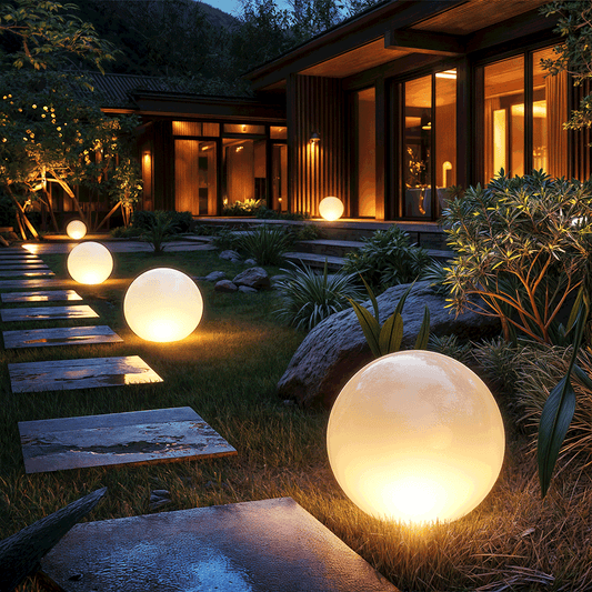 GlowSphere | Lampada a Sfera da Giardino LED – Alimentazione AC – Illuminazione Esterna Atmosferica – Plastica – Design Rotondo