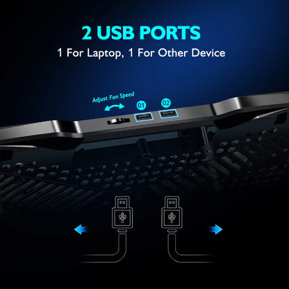 Livingnova ProCool Chłodzenie do laptopa do 17” | Regulowana podstawka z 5 wentylatorami