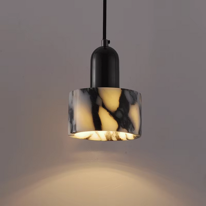 OBSCURA Lampa wisząca | Czarny marmur design z E27 LED | Luksusowy wygląd kamienia naturalnego