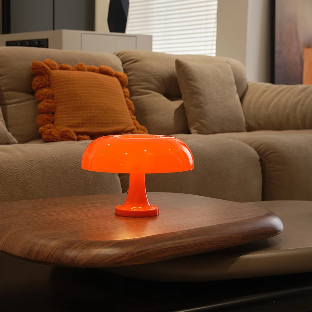 GlowShroom | Retro grzybowa lampka stołowa – pomarańczowa