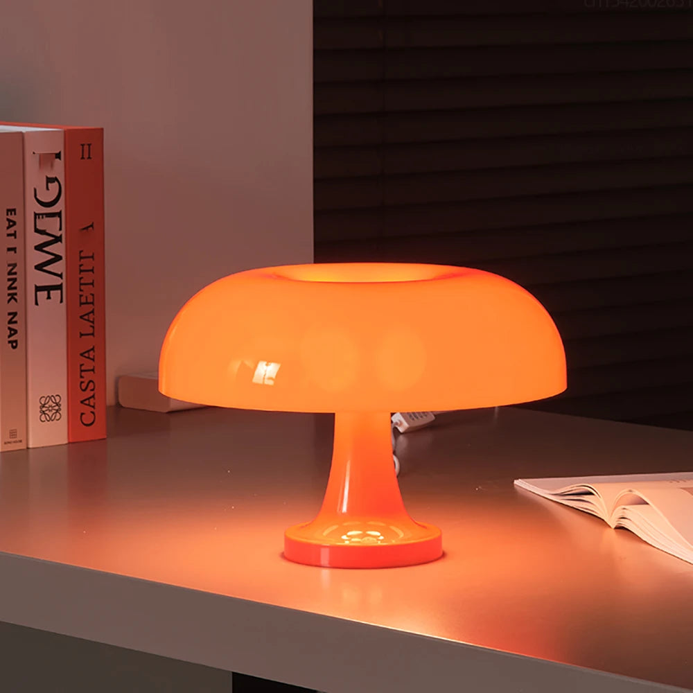 GlowShroom | Retro grzybowa lampka stołowa – pomarańczowa