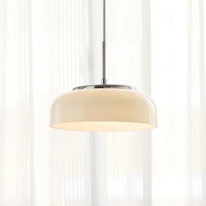ORLUMA Hanglamp – Chroomwit Koepelglas – Bauhaus Design – Ø23 cm
