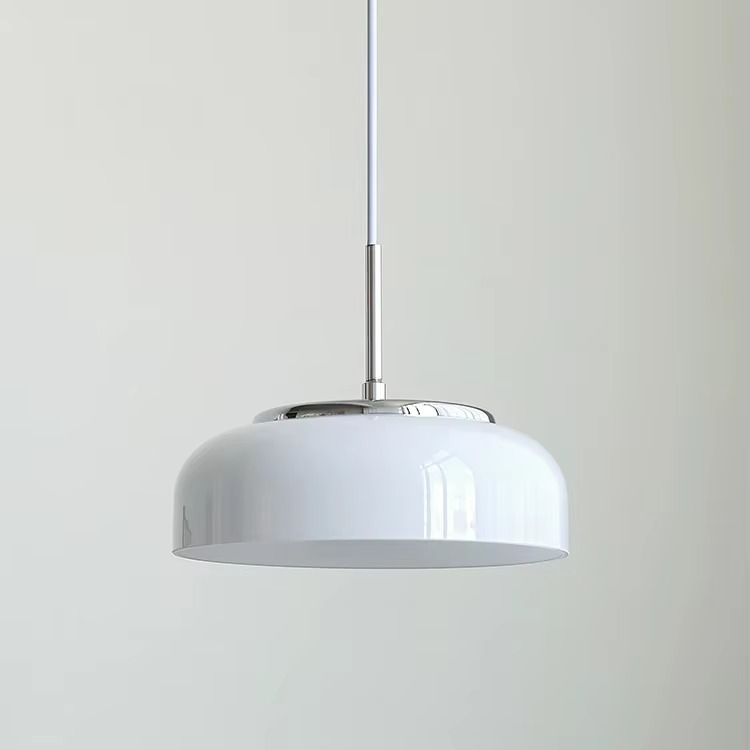 ORLUMA Hanglamp – Chroomwit Koepelglas – Bauhaus Design – Ø23 cm
