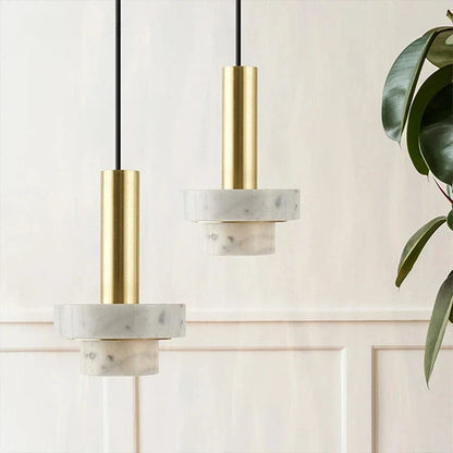 LAVÉRO Lampa wisząca – Luksusowa miedź i kamień wulkaniczny – Geometryczny design z ciepłym światłem LED