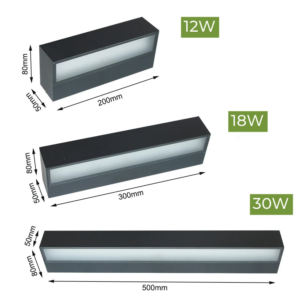 Lumistra | Lampa ścienna LED do wnętrz i na zewnątrz – wodoodporna IP65 – czarna/biała – 20/30/50 cm – ciepłe/naturalne/zimne światło