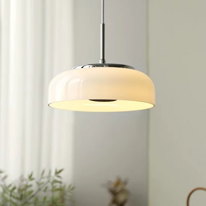ORLUMA Hanglamp – Chroomwit Koepelglas – Bauhaus Design – Ø23 cm