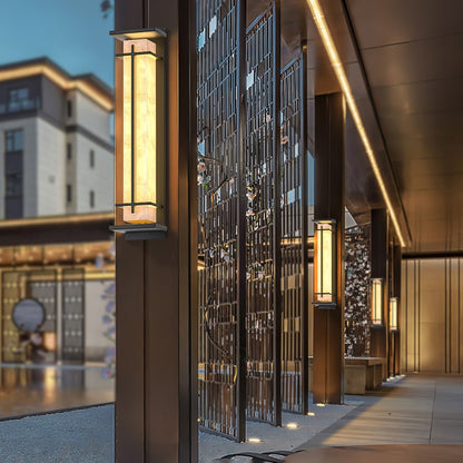 STRAVO Lampa zewnętrzna – nowoczesna lampa ścienna LED z marmurem i stalą nierdzewną – wodoodporna IP65