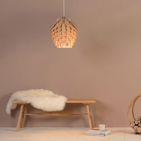 Liora | Lampada da soffitto in legno con carciofo artistico