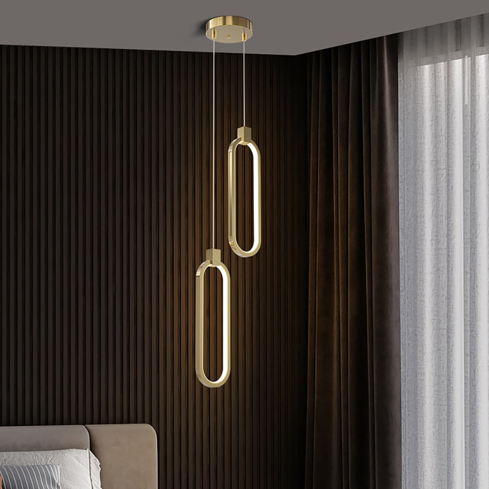 Lampada a sospensione SOLVARÉ | Doppio Anello in Ottone color Oro | Illuminazione LED