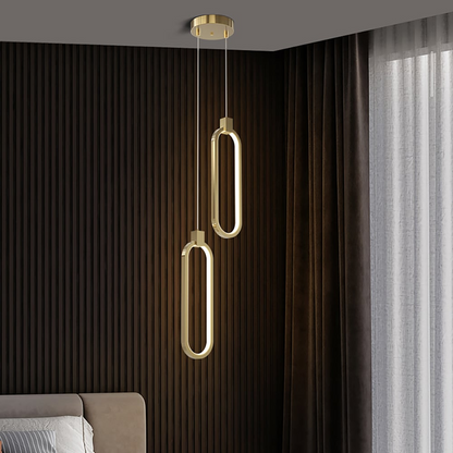 Lampada a sospensione SOLVARÉ | Doppio Anello in Ottone color Oro | Illuminazione LED
