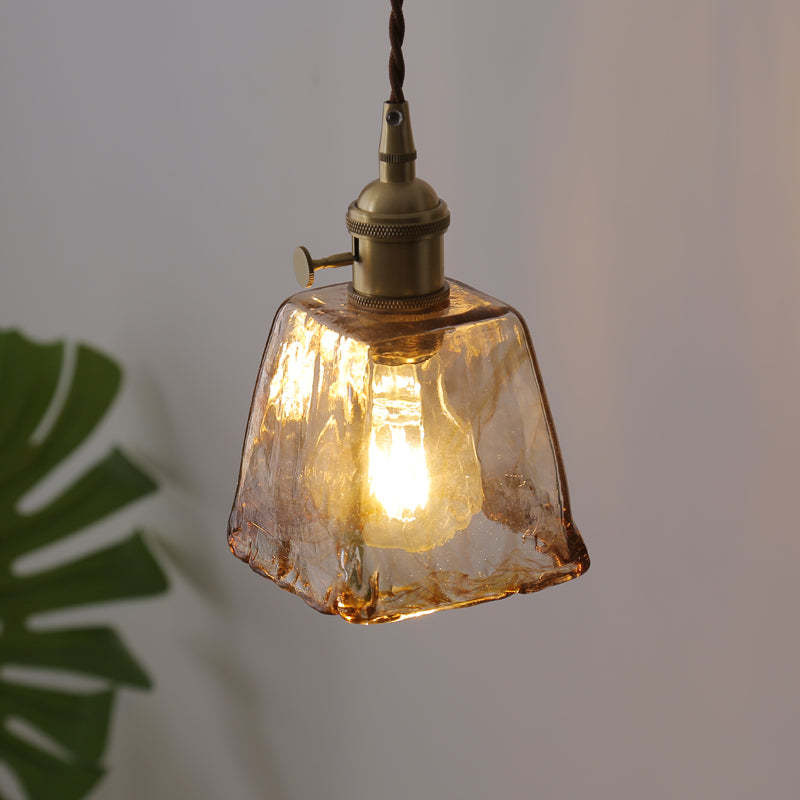 Vintagea Retro Hanglamp – Goud Metalen Design met Glazen Kap – Verstelbaar & E27 Fitting