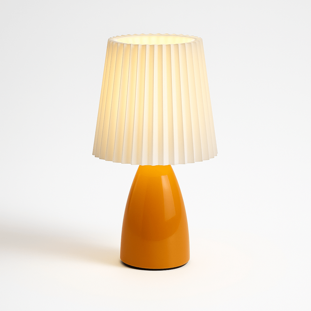 Apollo Lampa stołowa | Lampa w stylu mid-century z abażurem plisowanym i oświetleniem LED