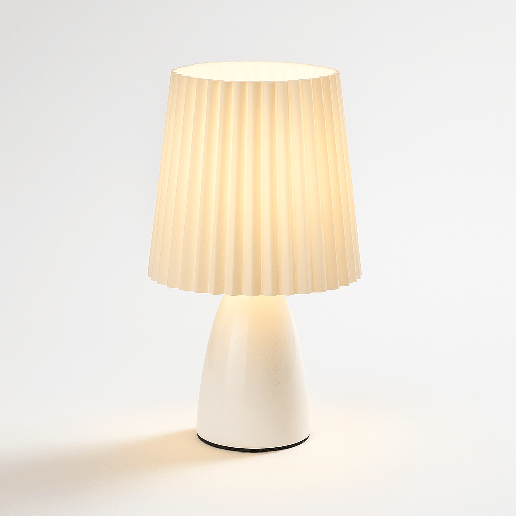 Apollo Lampa stołowa | Lampa w stylu mid-century z abażurem plisowanym i oświetleniem LED
