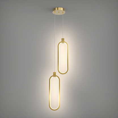 Lampada a sospensione SOLVARÉ | Doppio Anello in Ottone color Oro | Illuminazione LED