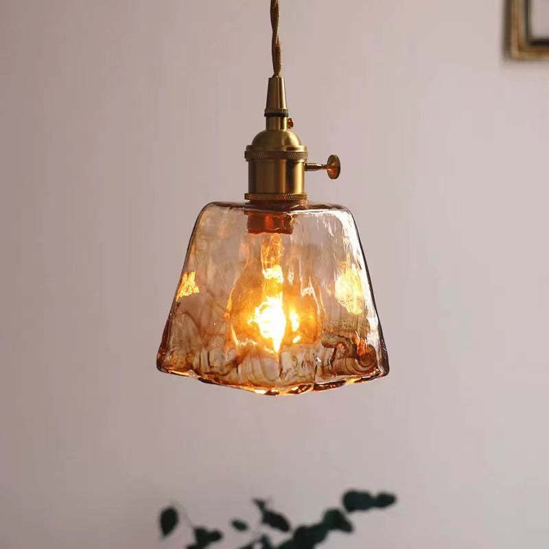 Vintagea Retro Hanglamp – Goud Metalen Design met Glazen Kap – Verstelbaar & E27 Fitting