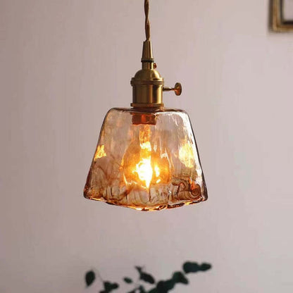 Vintagea Retro Hanglamp – Goud Metalen Design met Glazen Kap – Verstelbaar & E27 Fitting