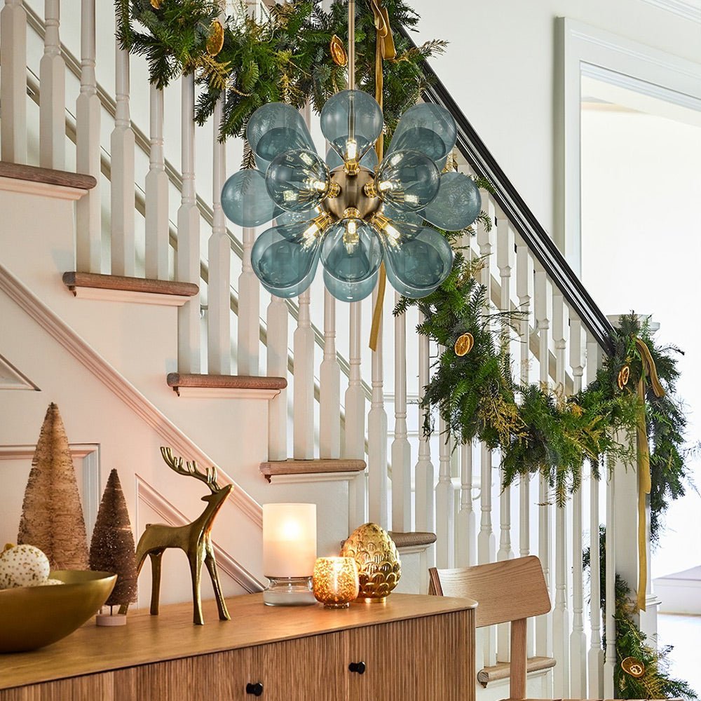 BullesAzur - Elegante Candelabro in Vetro Blu