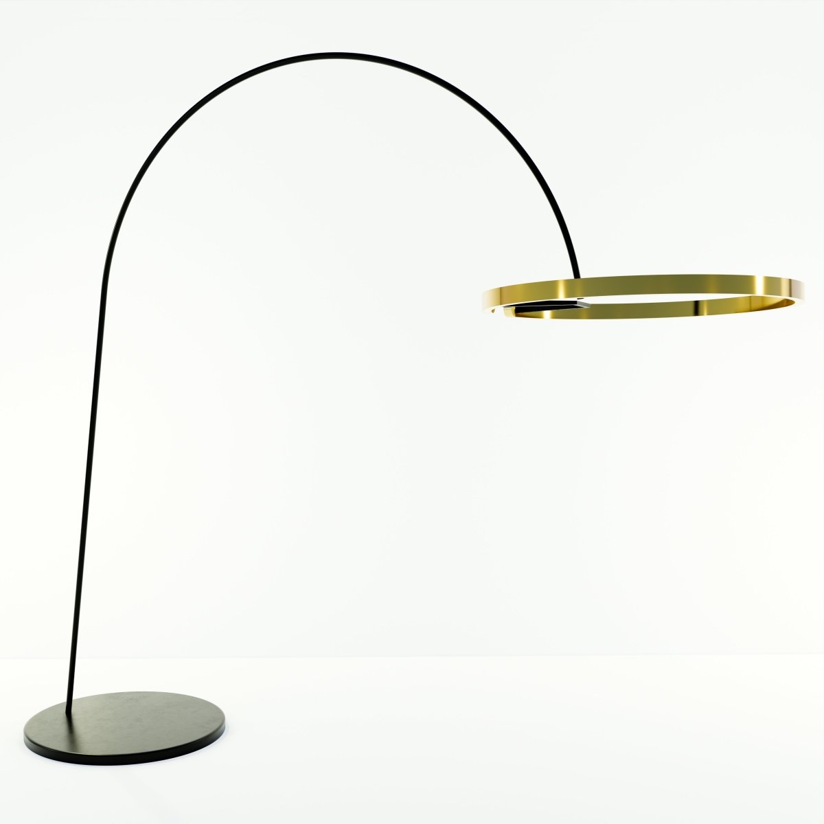 Halo – Design Vloerlamp met Gebogen Arm en LED Ringen – Aluminium & Acryl – Modern Interieur