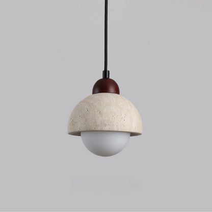 MAVORA Hanglamp – Massief Marmer & Walnoothout – Artistiek Design met LED Licht
