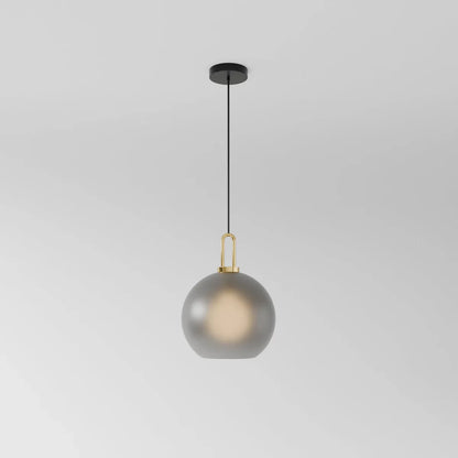 GlasNura – Lampada a sospensione moderna con vetro grigio o trasparente e dettagli in ottone
