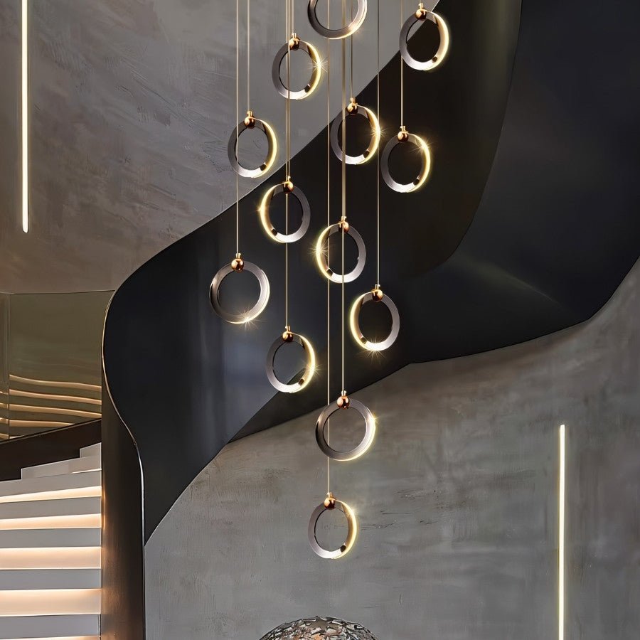 KhaatemLuce – Futurystyczna lampa wisząca LED z wieloma pierścieniami – regulowana wysokość – nowoczesny design