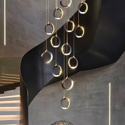 KhaatemLuce – Futurystyczna lampa wisząca LED z wieloma pierścieniami – regulowana wysokość – nowoczesny design