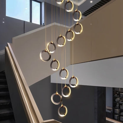 KhaatemLuce – Futurystyczna lampa wisząca LED z wieloma pierścieniami – regulowana wysokość – nowoczesny design