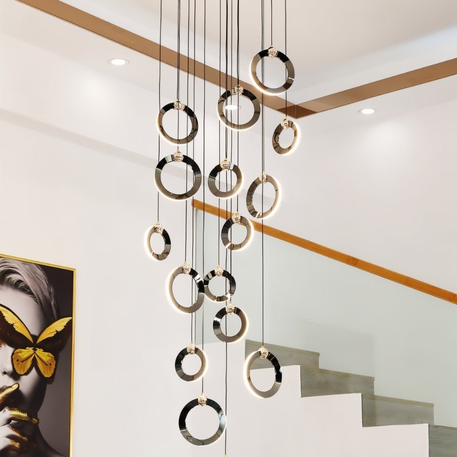 KhaatemLuce – Futurystyczna lampa wisząca LED z wieloma pierścieniami – regulowana wysokość – nowoczesny design