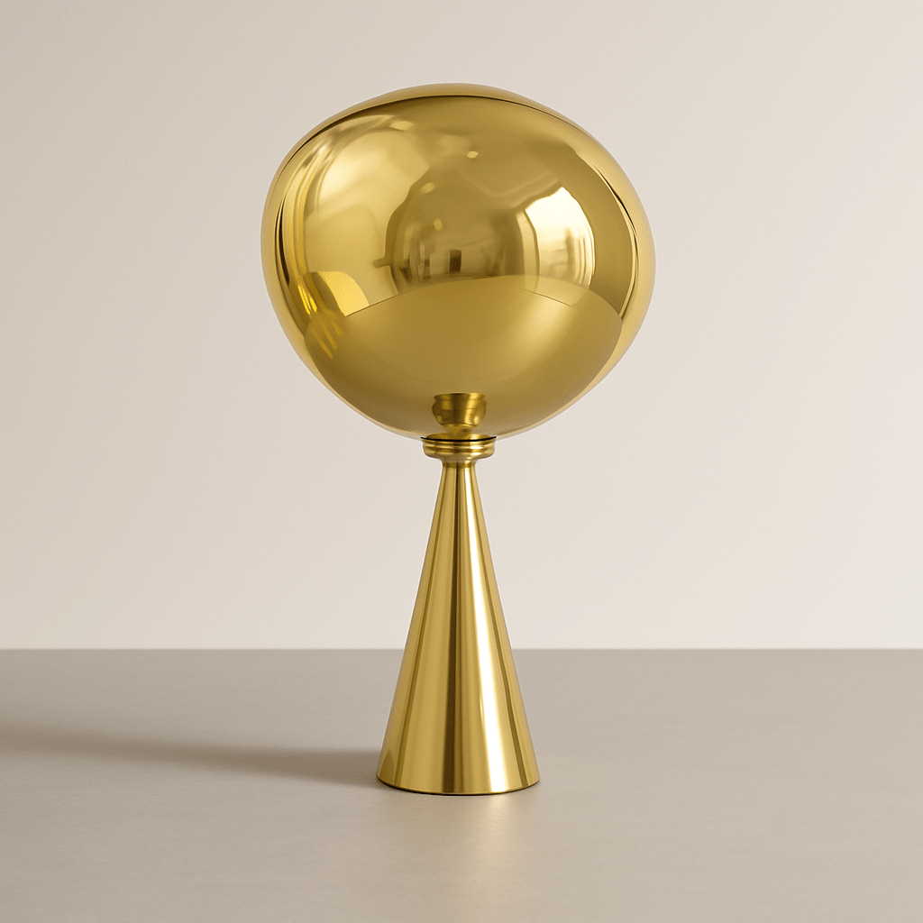 LavaLume – Lampada da Tavolo Design – Vetro & Acciaio Inossidabile – Effetto Specchiato & Lucido – Fatto a Mano