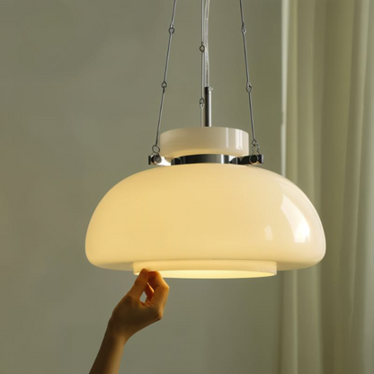 ClartéDouce - Elegante lampada a sospensione in vetro bianco latte