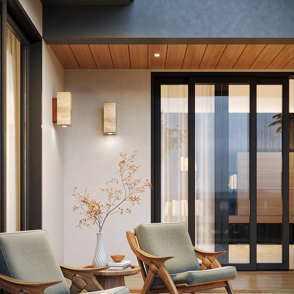 Travilo – Lampa ścienna z trawertynu | Nowoczesny design | Ciepłe LED