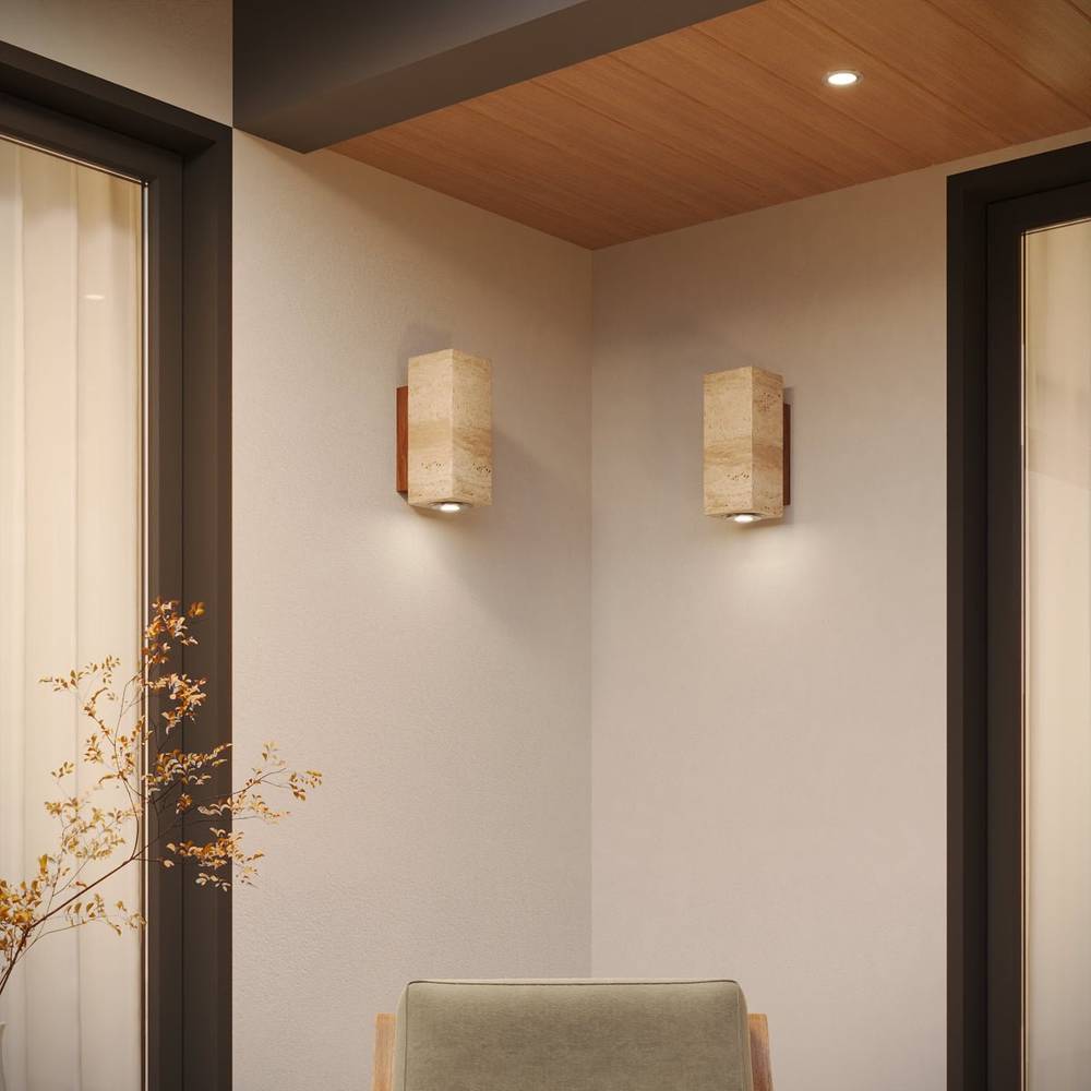 Travilo – Lampa ścienna z trawertynu | Nowoczesny design | Ciepłe LED