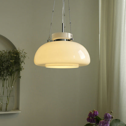 ClartéDouce - Elegante lampada a sospensione in vetro bianco latte
